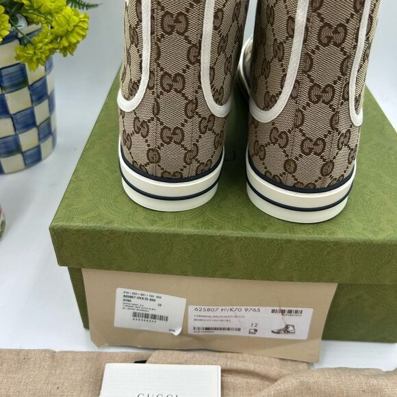 Men's Gucci 1977 tennis high top sneakers size 12 made in Italy - Picture 8 of 10